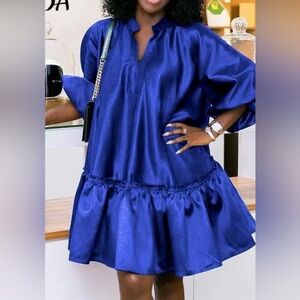 Bonds plus size Elegant Royal Blue Ruffle Hem Women's Dress size s